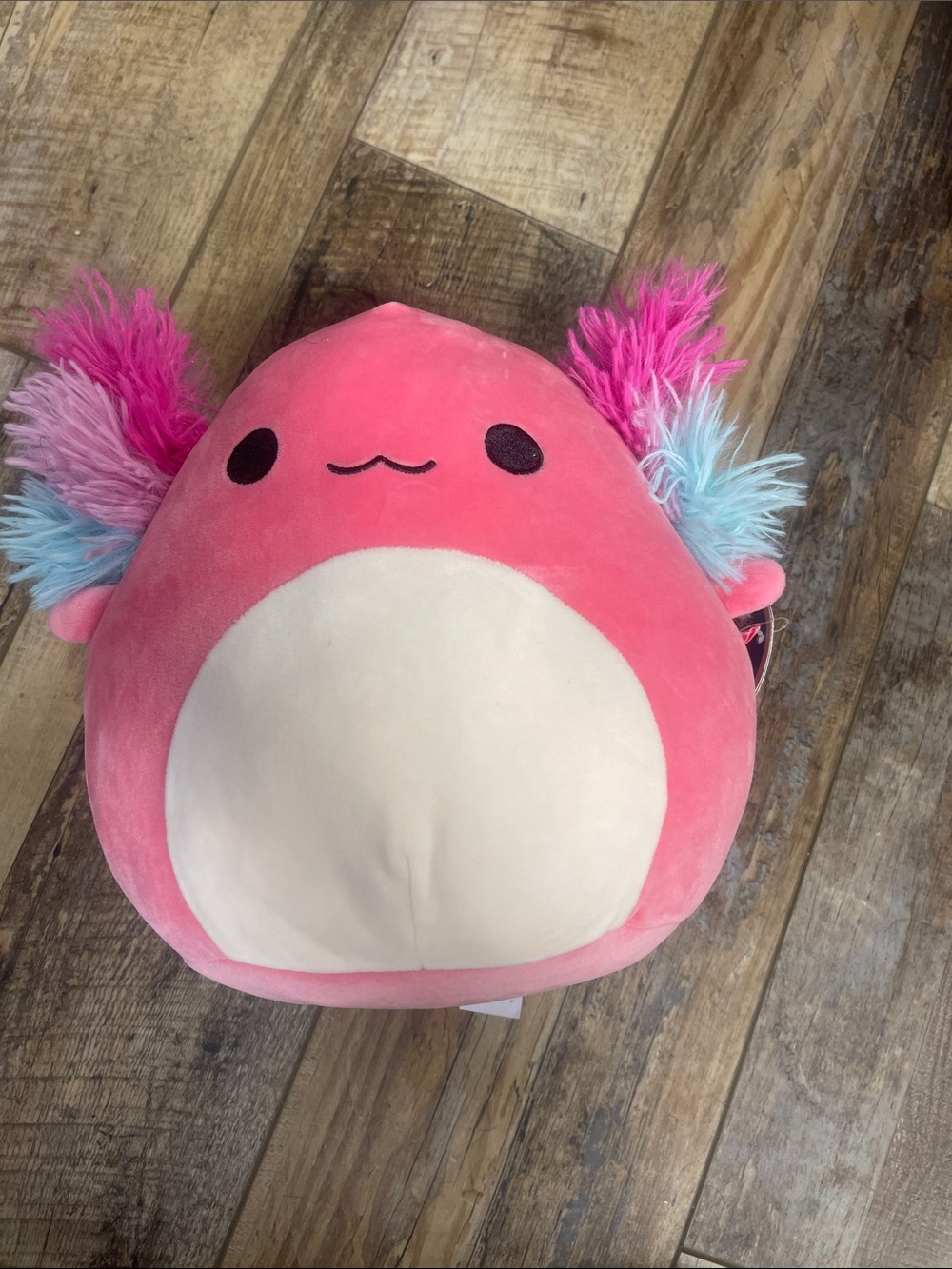 Squishmallows Pink Axolotl Plush with Cream Belly and Multicolor Gills